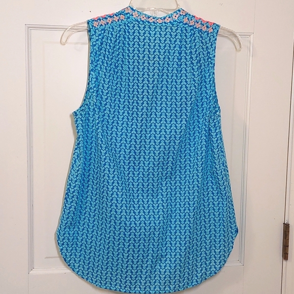 J. Crew geometric print embroidered tassel tie top, size 0 (runs big) - Picture 2 of 6